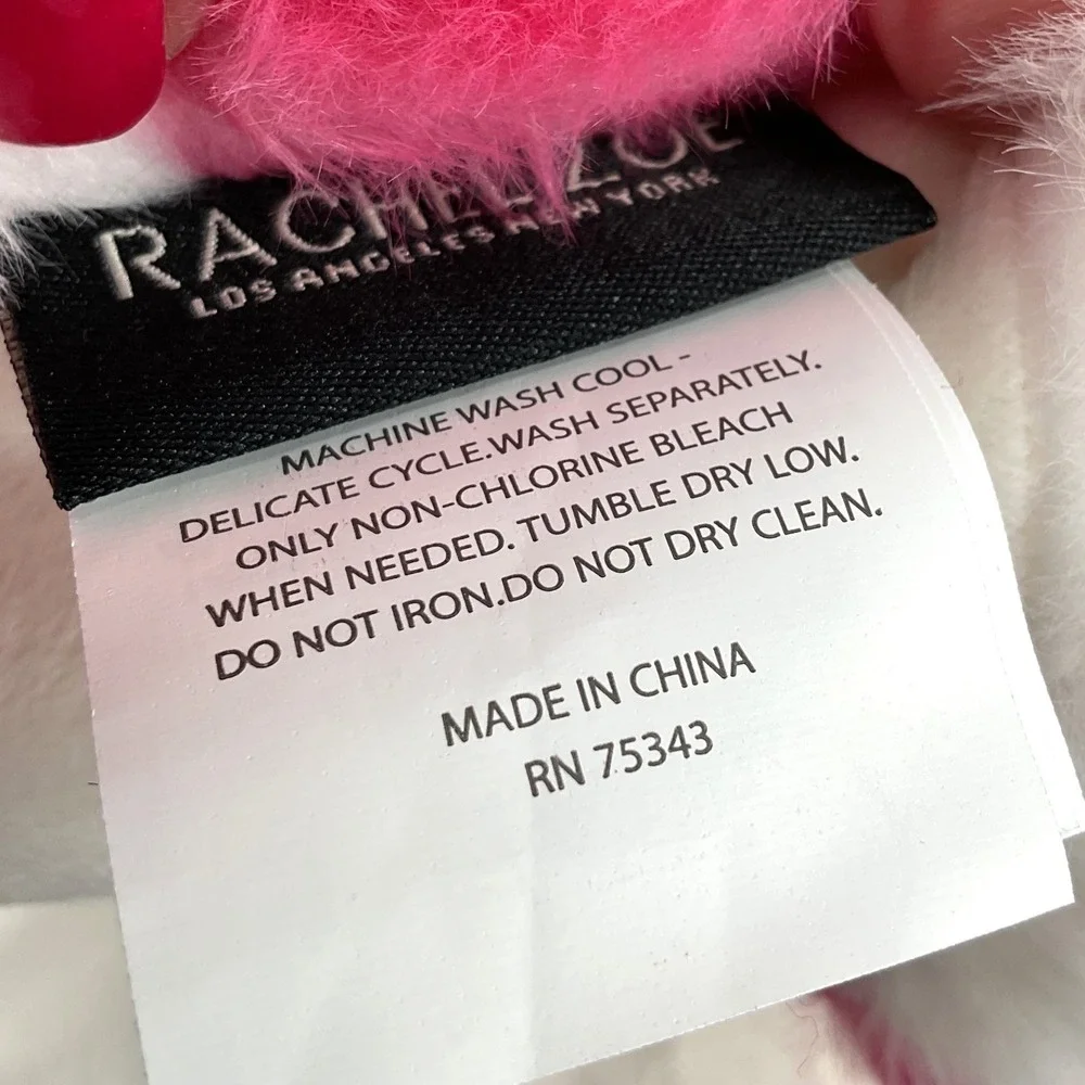 Rachel Zoe Pink Skull Luxe Faux Fur Throw Blanket White 50x70 New With Tags